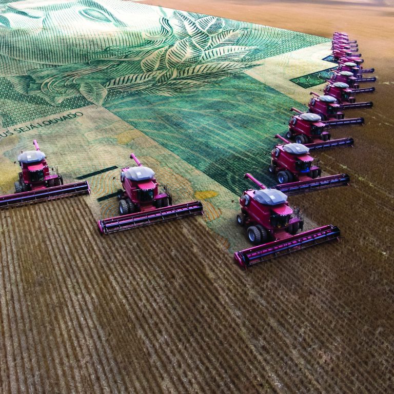 Mass,Soybean,Harvesting,At,A,Farm,In,Mato,Grosso,State,brazil.